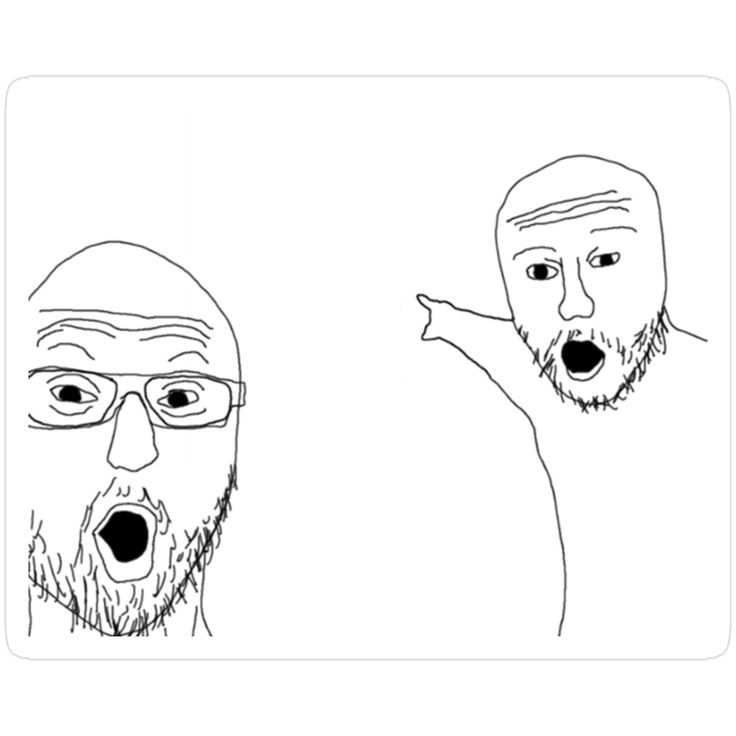 Two soyjaks reacting